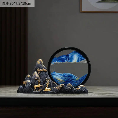 Quicksand Painting Creative Hourglass New Chinese Light Luxury Decoration TV Cabinet Living Room Wine Cabinet Decoration - Astroglowmk