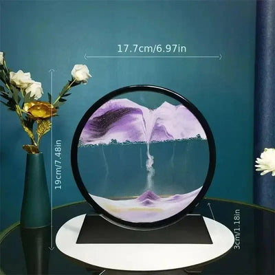 Quicksand Moving  Art 3D Hourglass Picture Round Glass Deep Sea Sandscape Craft Flowing Painting Office Home Christmas - Astroglowmk