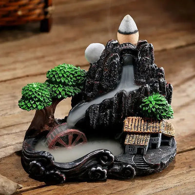 Resin cascade back incense Furnace craft high mountain running water cast oven ornaments home candles Aromattherapy stove incense seat psychotherapy incense seat suitable for boudorir honey friend gift - Astroglowmk