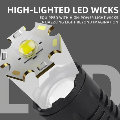 Portable Rechargeable High Power LED Flashlights With Display Screen Zoom Tactical Torch Lamp with Emergency Side Lights Lantern - Astroglowmk