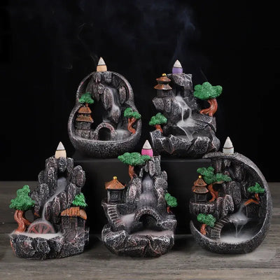 Resin cascade back incense Furnace craft high mountain running water cast oven ornaments home candles Aromattherapy stove incense seat psychotherapy incense seat suitable for boudorir honey friend gift - Astroglowmk
