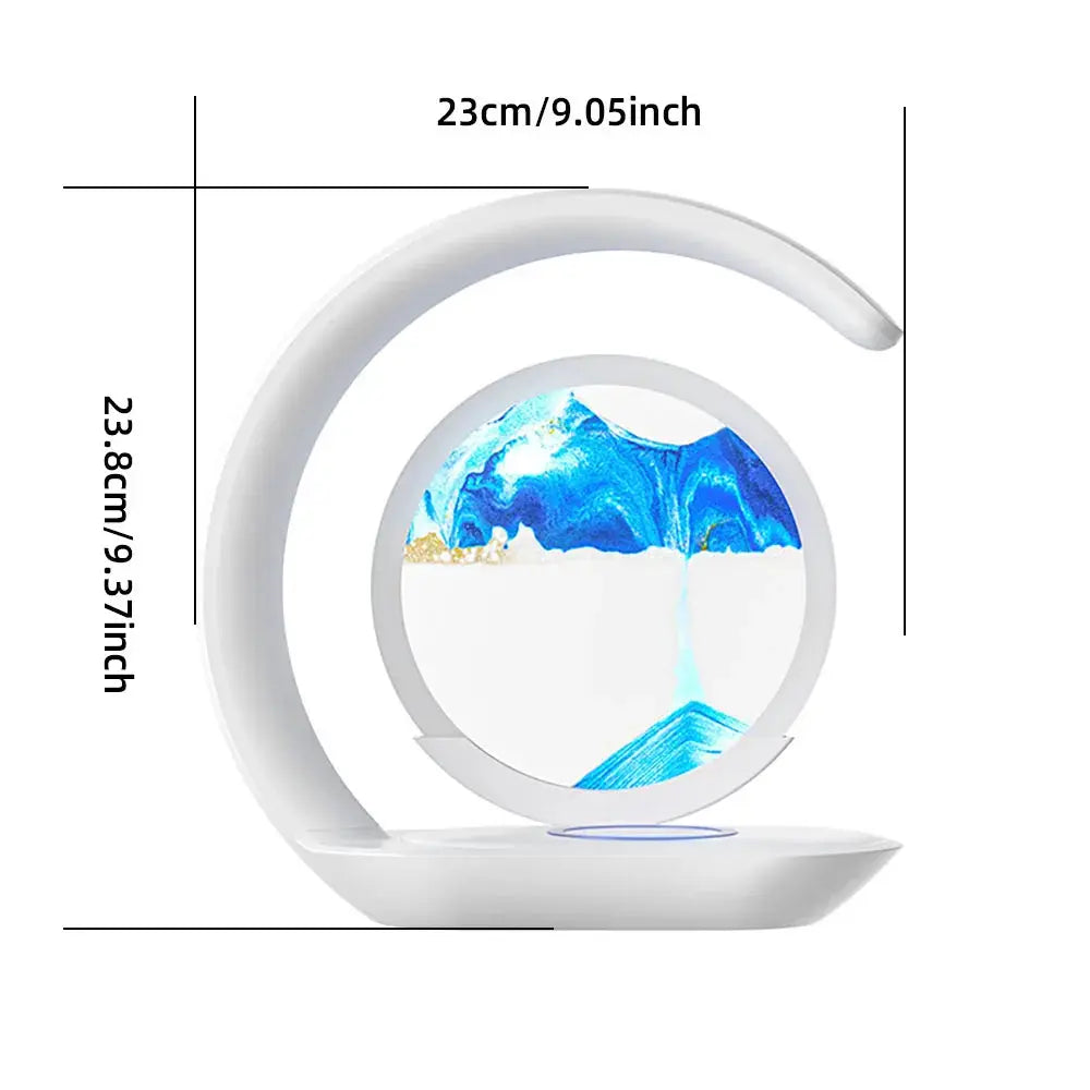 Quicksand Table Lamp Wireless Charging Desk Lamp 3D Hourglass Ornaments Sand Painting Night Light for Office Room Decoration - Astroglowmk