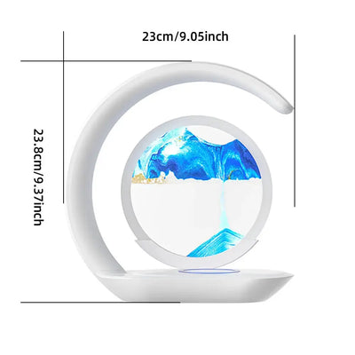 Quicksand Table Lamp Wireless Charging Desk Lamp 3D Hourglass Ornaments Sand Painting Night Light for Office Room Decoration - Astroglowmk